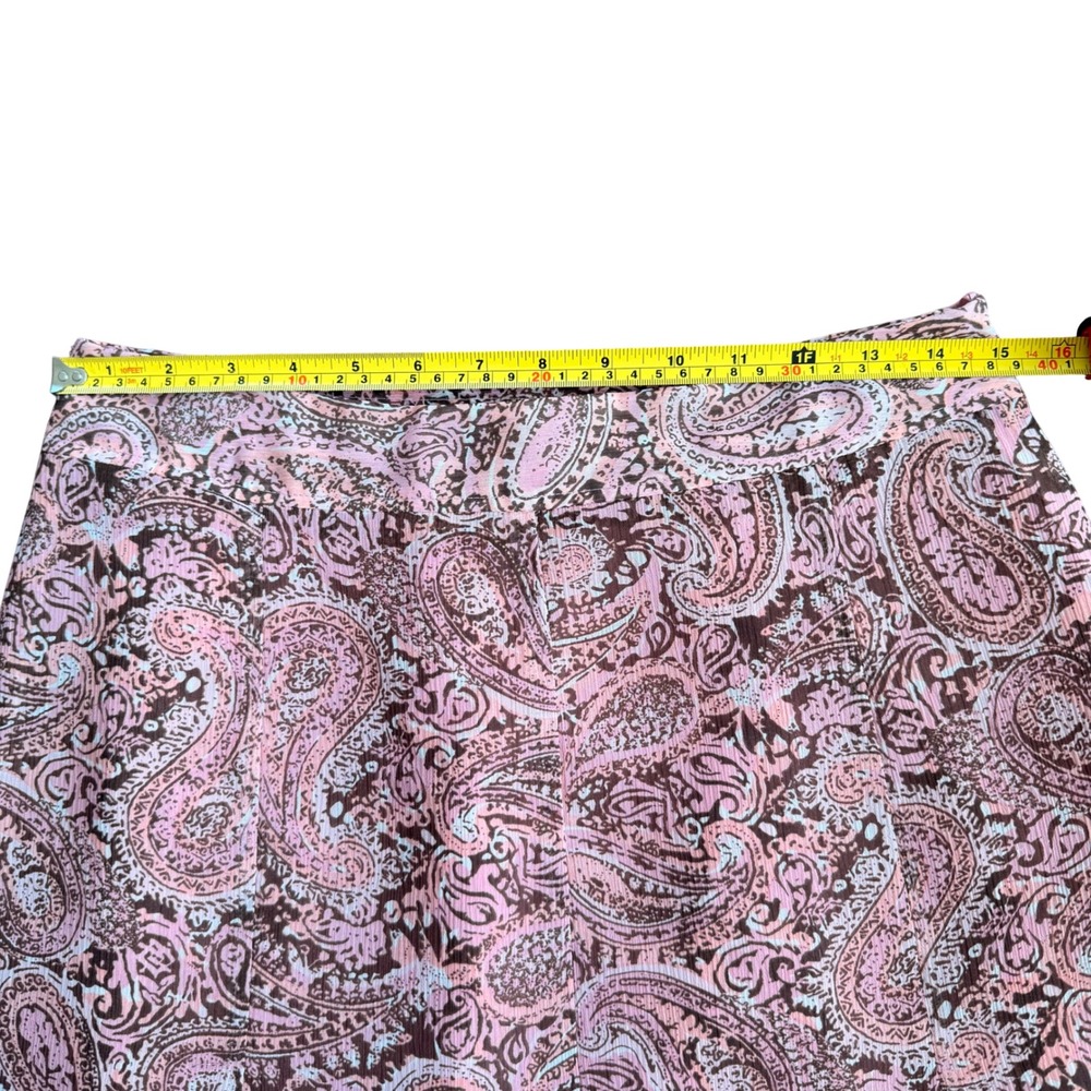Pisamai Boutique Wear Vintage Pink Paisley Midi Skirt A-Line Lined Size 28 Y2k - Picture 5 of 5